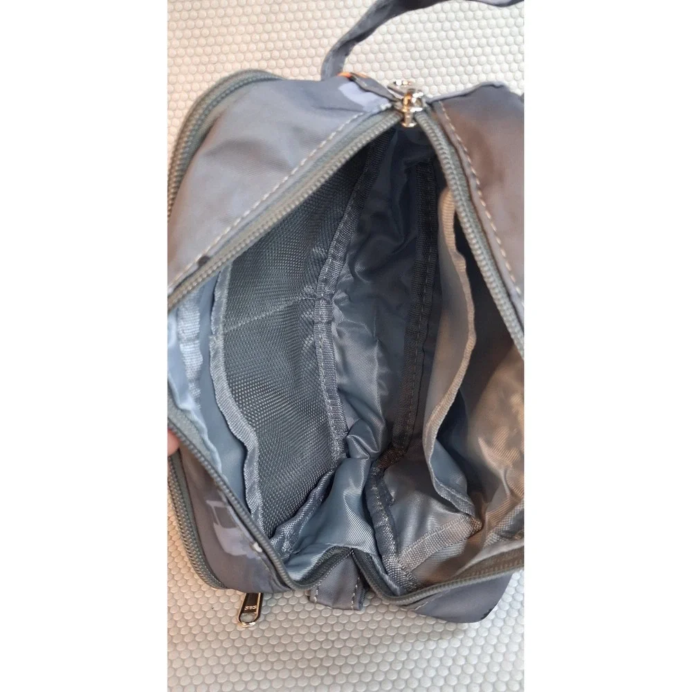 Kids Construction Vehicle Toiletry Bag Gray Excavator Crane Travel Pouch Zipper